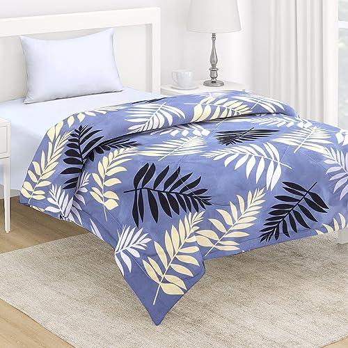 AC Comforter and Bedding Set for Single Bed, Frost Blue Pinnate Leaves - HOKIPO | Har Ghar ka Humsafar