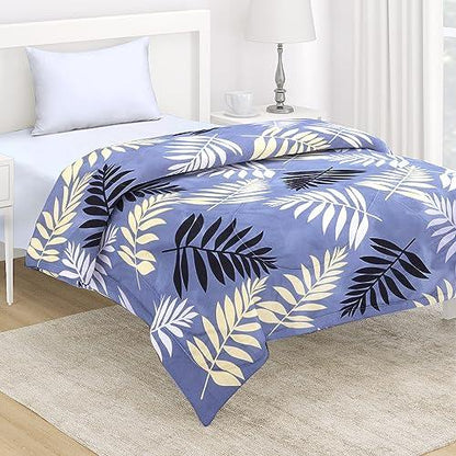 AC Comforter and Bedding Set for Single Bed, Frost Blue Pinnate Leaves - HOKIPO | Har Ghar ka Humsafar