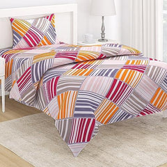 AC Comforter and Bedding Set for Single Bed, Multicolor Rhombus Stripes - HOKIPO | Har Ghar ka Humsafar