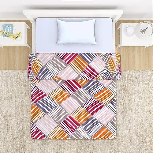 AC Comforter and Bedding Set for Single Bed, Multicolor Rhombus Stripes - HOKIPO | Har Ghar ka Humsafar