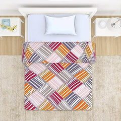 AC Comforter and Bedding Set for Single Bed, Multicolor Rhombus Stripes - HOKIPO | Har Ghar ka Humsafar