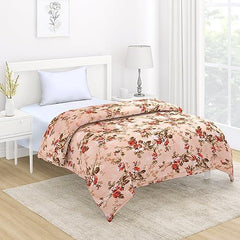 AC Comforter and Bedding Set for Single Bed, Peach Blooming Flowers - HOKIPO | Har Ghar ka Humsafar