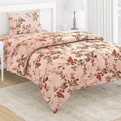 AC Comforter and Bedding Set for Single Bed, Peach Blooming Flowers - HOKIPO | Har Ghar ka Humsafar