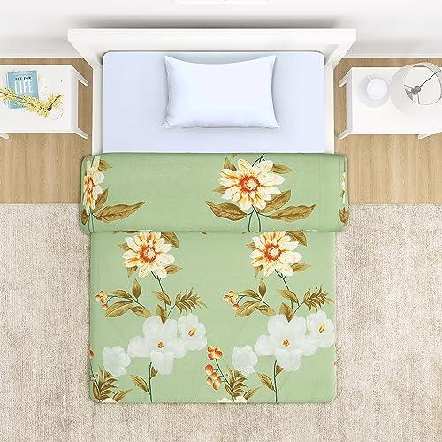 AC Comforter and Bedding Set for Single Bed, Pistachio Green Sunflower - HOKIPO | Har Ghar ka Humsafar