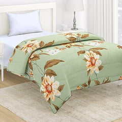 AC Comforter and Bedding Set for Single Bed, Pistachio Green Sunflower - HOKIPO | Har Ghar ka Humsafar