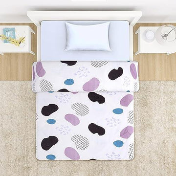 AC Comforter and Bedding Set for Single Bed, White Abstract Pebble - HOKIPO | Har Ghar ka Humsafar