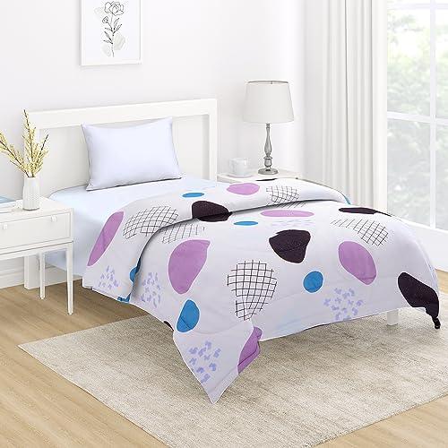 AC Comforter and Bedding Set for Single Bed, White Abstract Pebble - HOKIPO | Har Ghar ka Humsafar