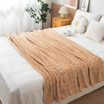 Beige Colour AC Fleece Blanket Double Bed