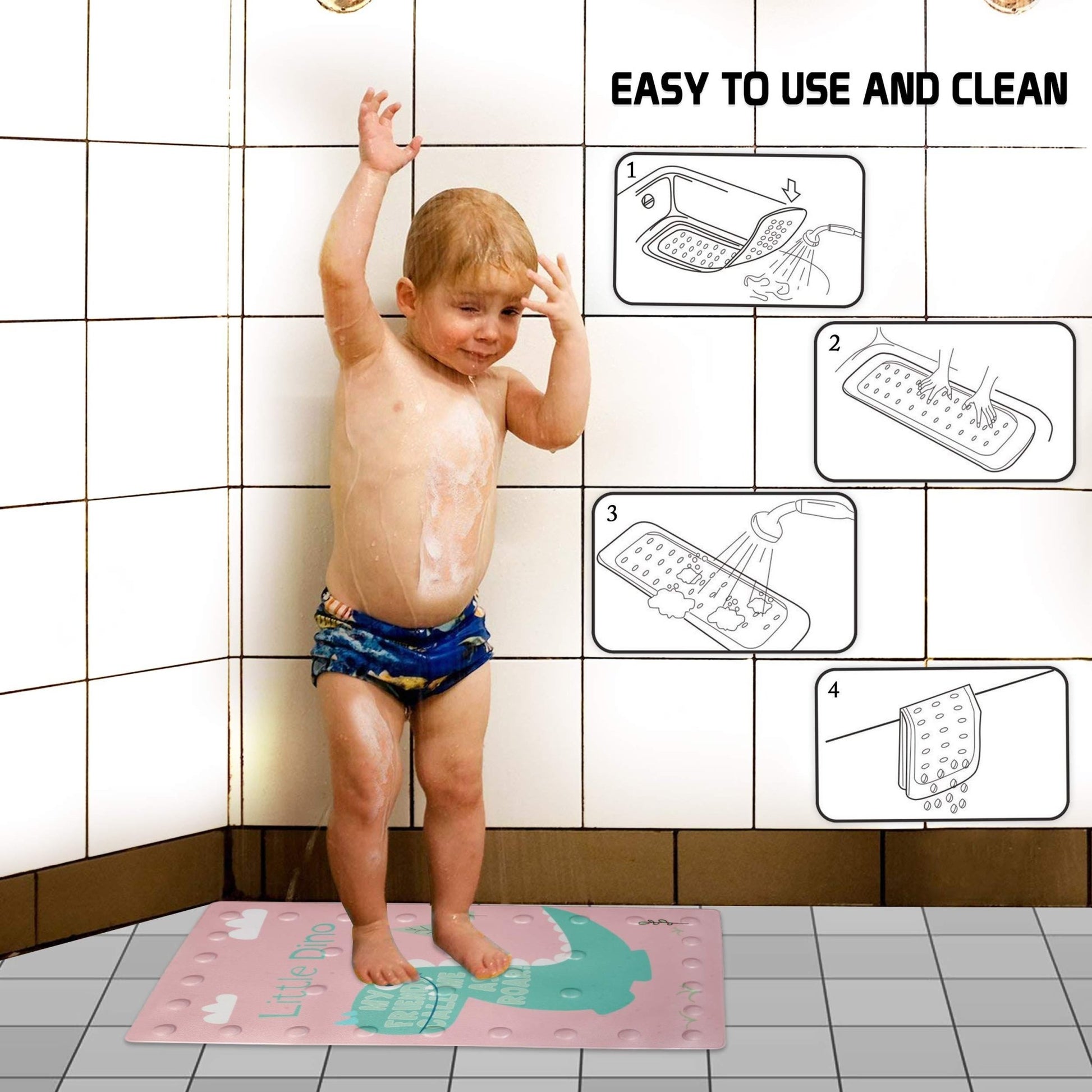 Anti Slip Mats for Baby Bathtub and Kids Shower Area, 40x70 cm, Dino - HOKIPO | Har Ghar ka Humsafar