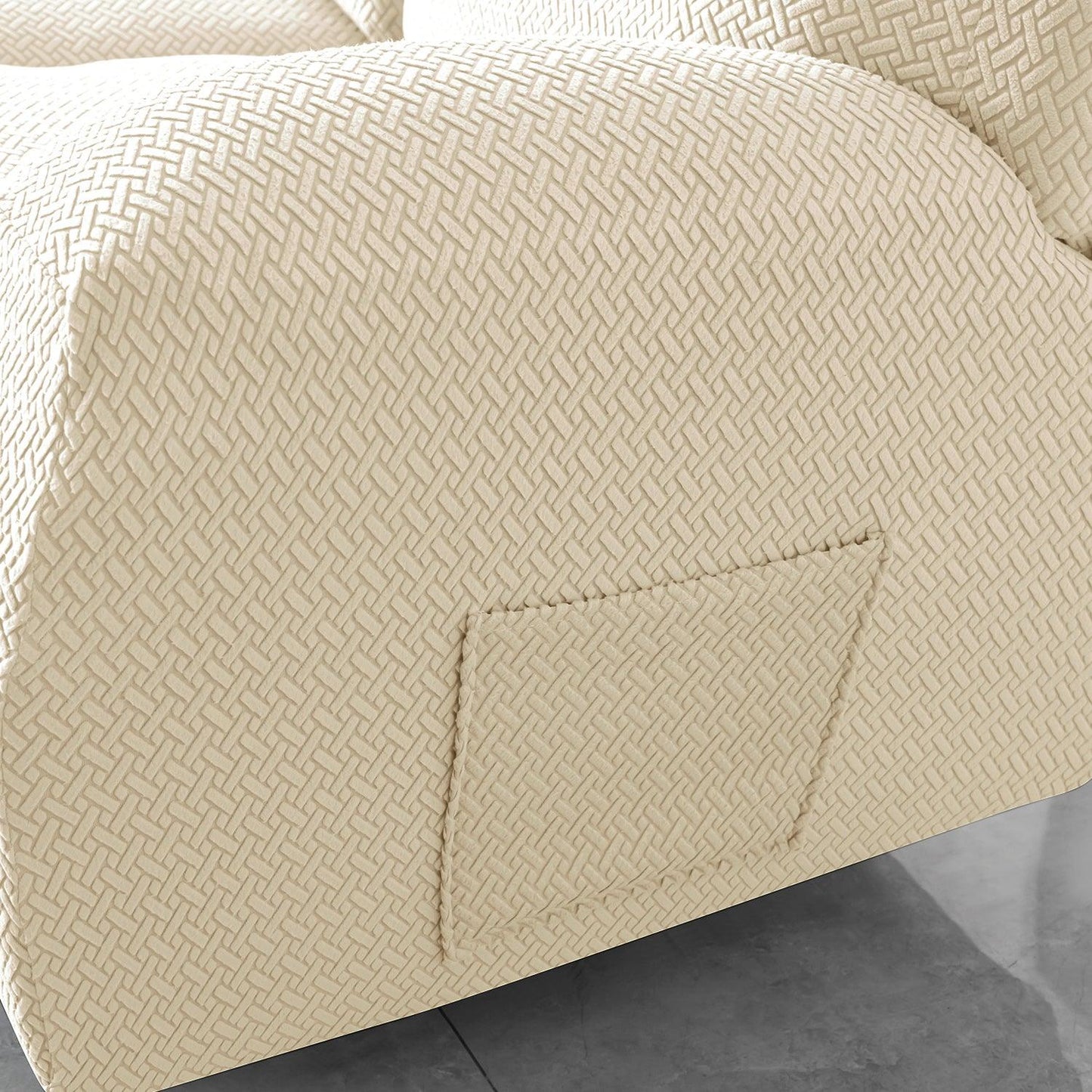 Beige Jacquard Recliner Sofa Cover | Non - Slip & Full Fitted - HOKIPO | Har Ghar ka Humsafar