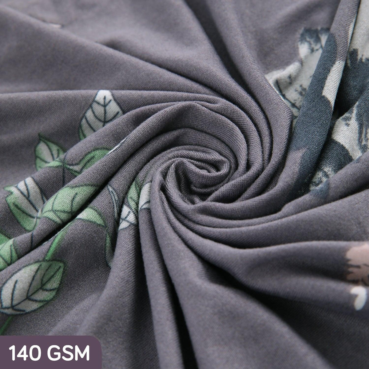 140 GSM machine washable Bentonite Grey Budding Florals Printed elastic sofa cover