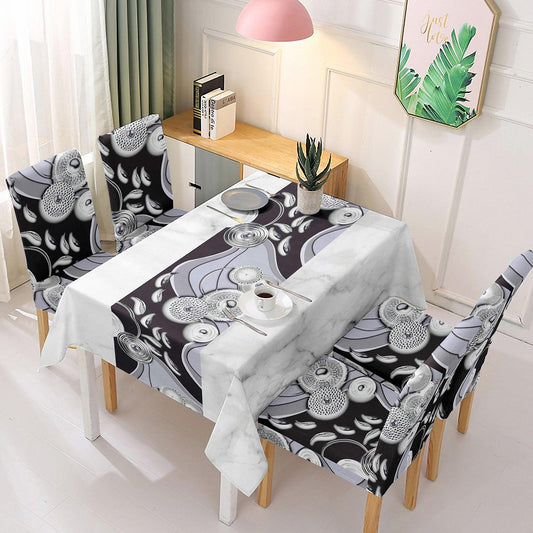 Black Printed Dining Set Cover | 4/6 Seater - HOKIPO | Har Ghar ka Humsafar