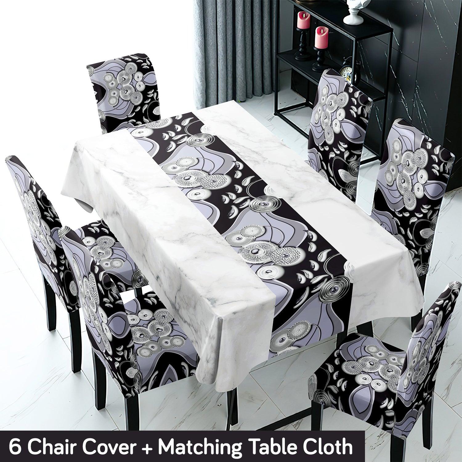 Black Printed Dining Set Cover | 4/6 Seater - HOKIPO | Har Ghar ka Humsafar