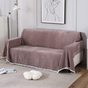 Brown Chenille Sofa Throw | Soft & Machine Washable, 1/2/3 Seater - HOKIPO | Har Ghar ka Humsafar