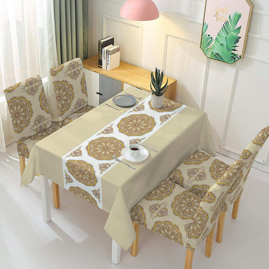 Brown Dining Table Cover with Chair Covers | 4/6 Seater - HOKIPO | Har Ghar ka Humsafar