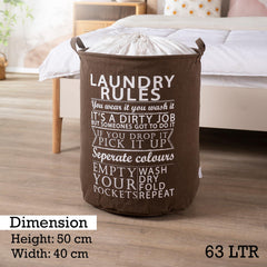 Brown Foldable Laundry Bag with Lid Drawstring - HOKIPO | Har Ghar ka Humsafar