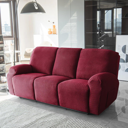 Burgundy Jacquard Recliner Sofa Cover | Non - Slip & Full Fitted - HOKIPO | Har Ghar ka Humsafar