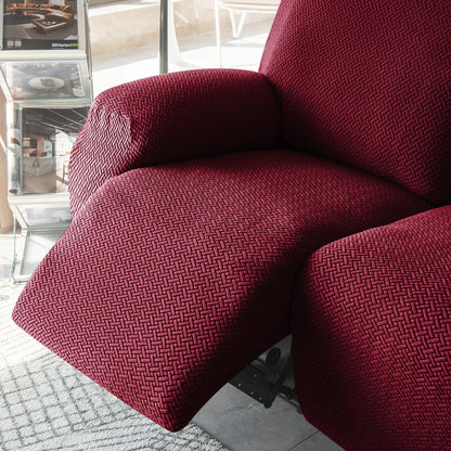 Burgundy Jacquard Recliner Sofa Cover | Non - Slip & Full Fitted - HOKIPO | Har Ghar ka Humsafar