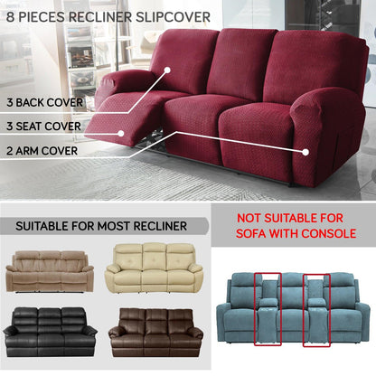 Burgundy Jacquard Recliner Sofa Cover | Non - Slip & Full Fitted - HOKIPO | Har Ghar ka Humsafar