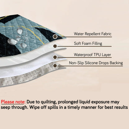 Water Repellent + Waterproof Quilted Sofa Mats, Multicolor Abstract Geometry