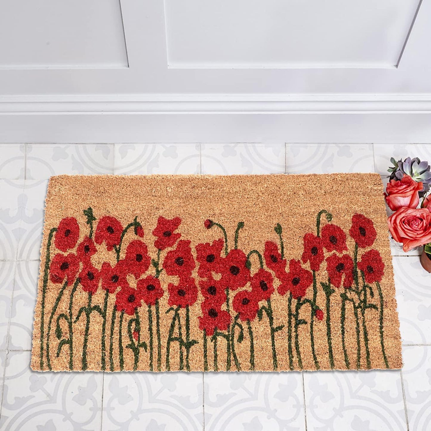 Coir Entrance Door Mat with Anti - Slip PVC Backing - HOKIPO | Har Ghar ka Humsafar