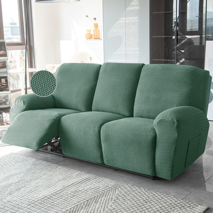 Continental Green Elastic Jacquard Recliner Sofa Cover | Stretchable & Anti Slip - HOKIPO | Har Ghar ka Humsafar