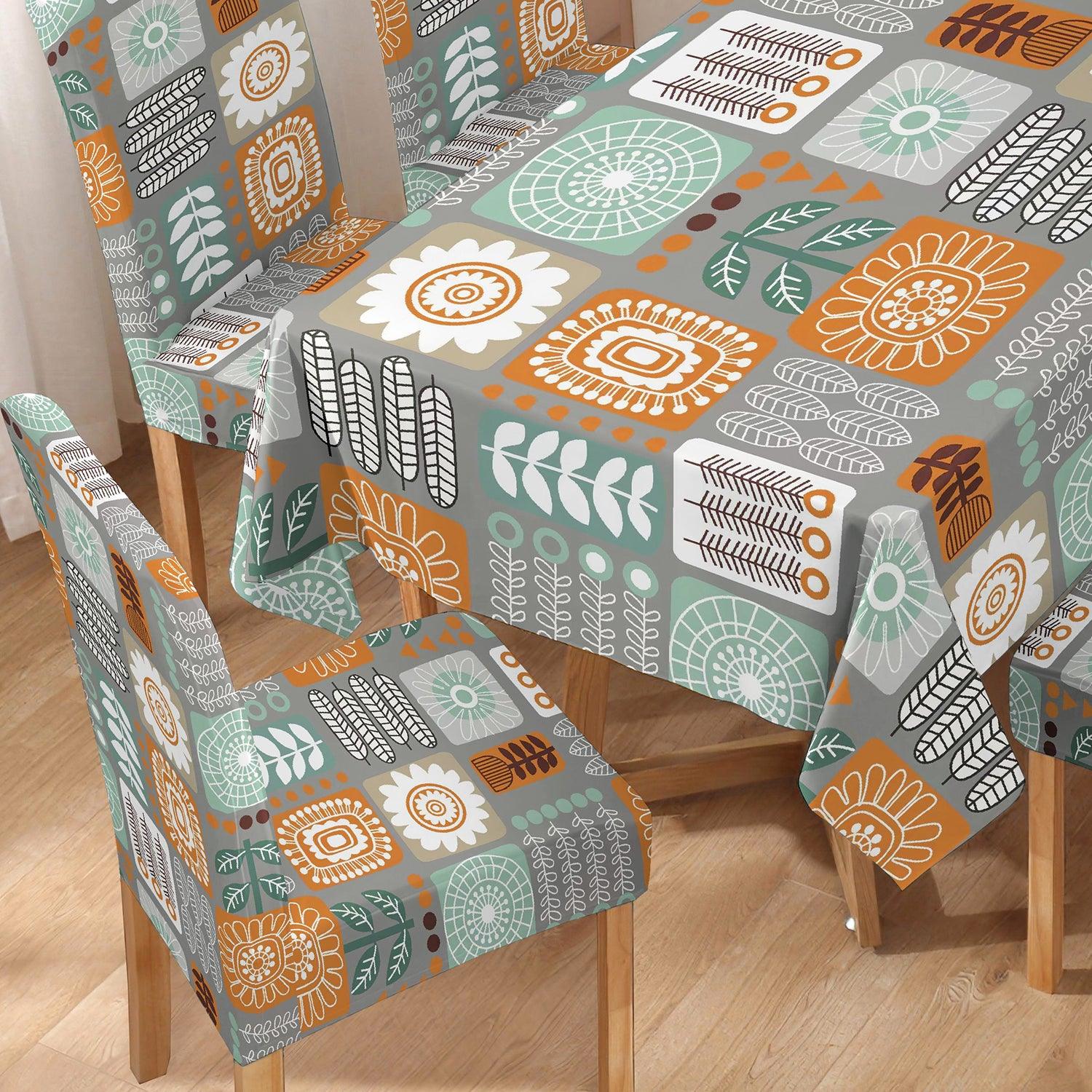 Cool Grey Dining Table Cover with Chair Covers | 4/6 Seater - HOKIPO | Har Ghar ka Humsafar