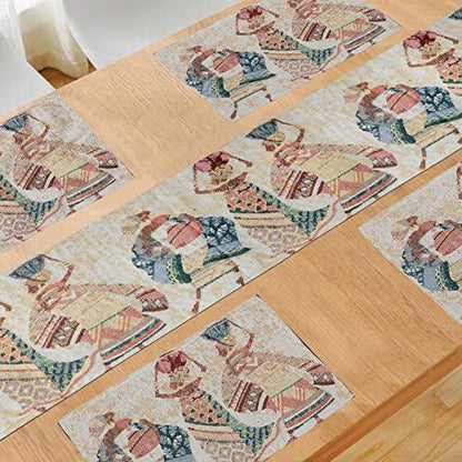 Cotton Jacquard Dining Table Mats, Multicolor Tribal Women - HOKIPO | Har Ghar ka Humsafar