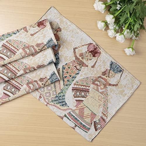 Cotton Jacquard Dining Table Mats, Multicolor Tribal Women - HOKIPO | Har Ghar ka Humsafar