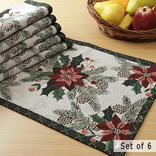 Cotton Jacquard Dining Table Mats, White Floral - HOKIPO | Har Ghar ka Humsafar