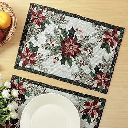 Cotton Jacquard Dining Table Mats, White Floral - HOKIPO | Har Ghar ka Humsafar