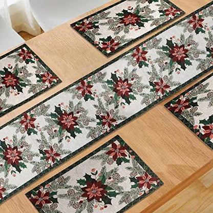 Cotton Jacquard Dining Table Mats, White Floral - HOKIPO | Har Ghar ka Humsafar