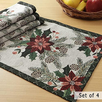 Cotton Jacquard Dining Table Mats, White Floral - HOKIPO | Har Ghar ka Humsafar