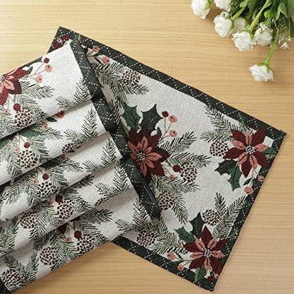 Cotton Jacquard Dining Table Mats, White Floral - HOKIPO | Har Ghar ka Humsafar