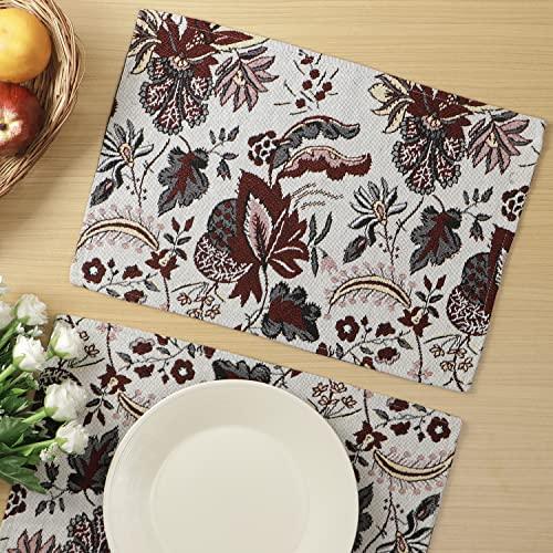 Cotton Jacquard Dining Table Mats, White Spring Flower - HOKIPO | Har Ghar ka Humsafar