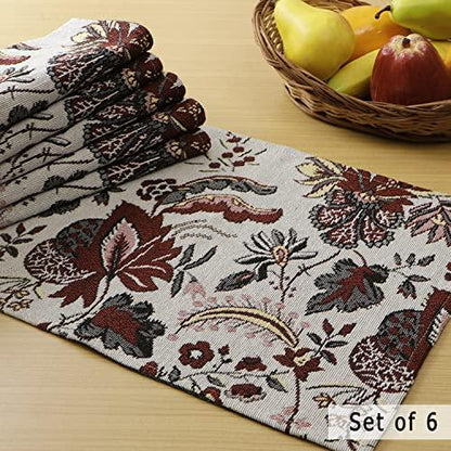 Cotton Jacquard Dining Table Mats, White Spring Flower - HOKIPO | Har Ghar ka Humsafar