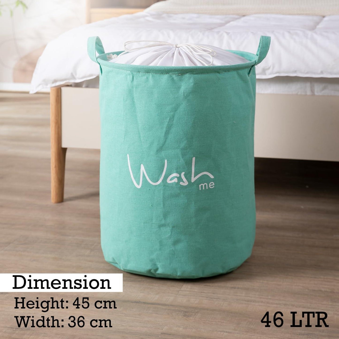 Cyan Foldable Laundry Bag with Lid Drawstring - HOKIPO | Har Ghar ka Humsafar