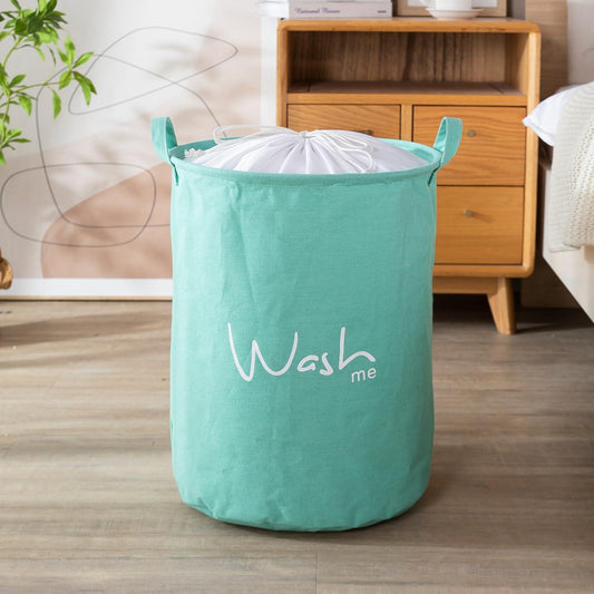 Cyan Foldable Laundry Bag with Lid Drawstring - HOKIPO | Har Ghar ka Humsafar