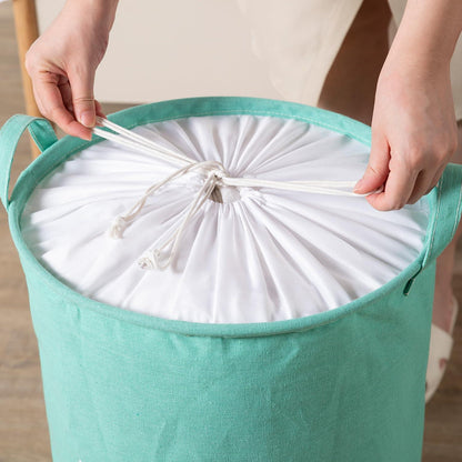 Cyan Foldable Laundry Bag with Lid Drawstring - HOKIPO | Har Ghar ka Humsafar