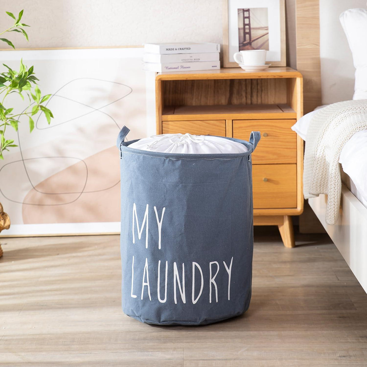Dark Grayish Blue Foldable Laundry Bag For Clothes | 44L with Dust - Proof Cover - HOKIPO | Har Ghar ka Humsafar