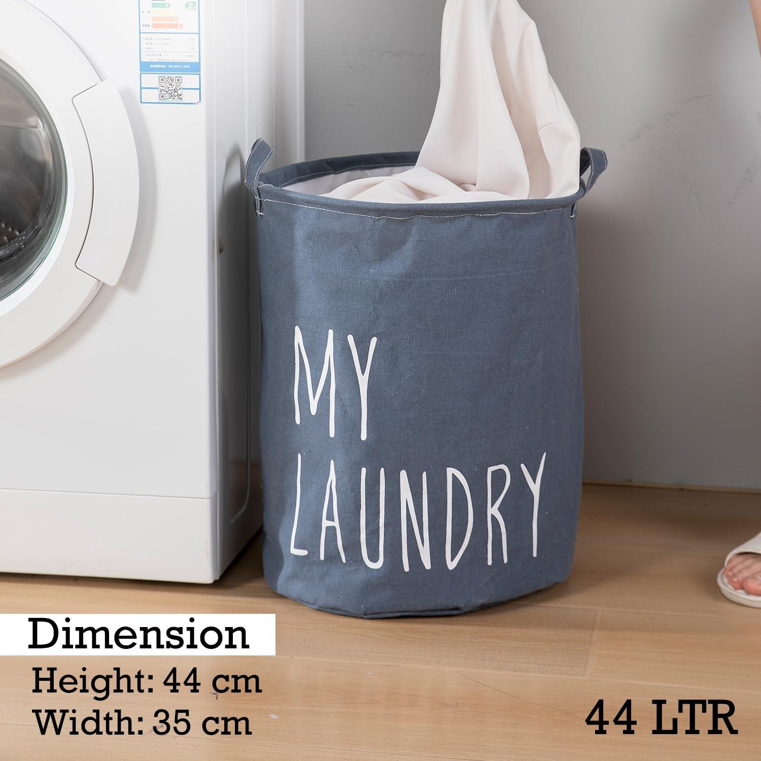 Dark Grayish Blue Foldable Laundry Bag For Clothes | 44L with Dust - Proof Cover - HOKIPO | Har Ghar ka Humsafar