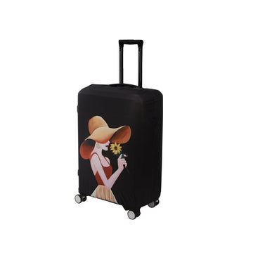 Durable 180 GSM Suitcase Covers S/M/L - Size for Trolley Suitcase, Black Elegant Lady - HOKIPO | Har Ghar ka Humsafar