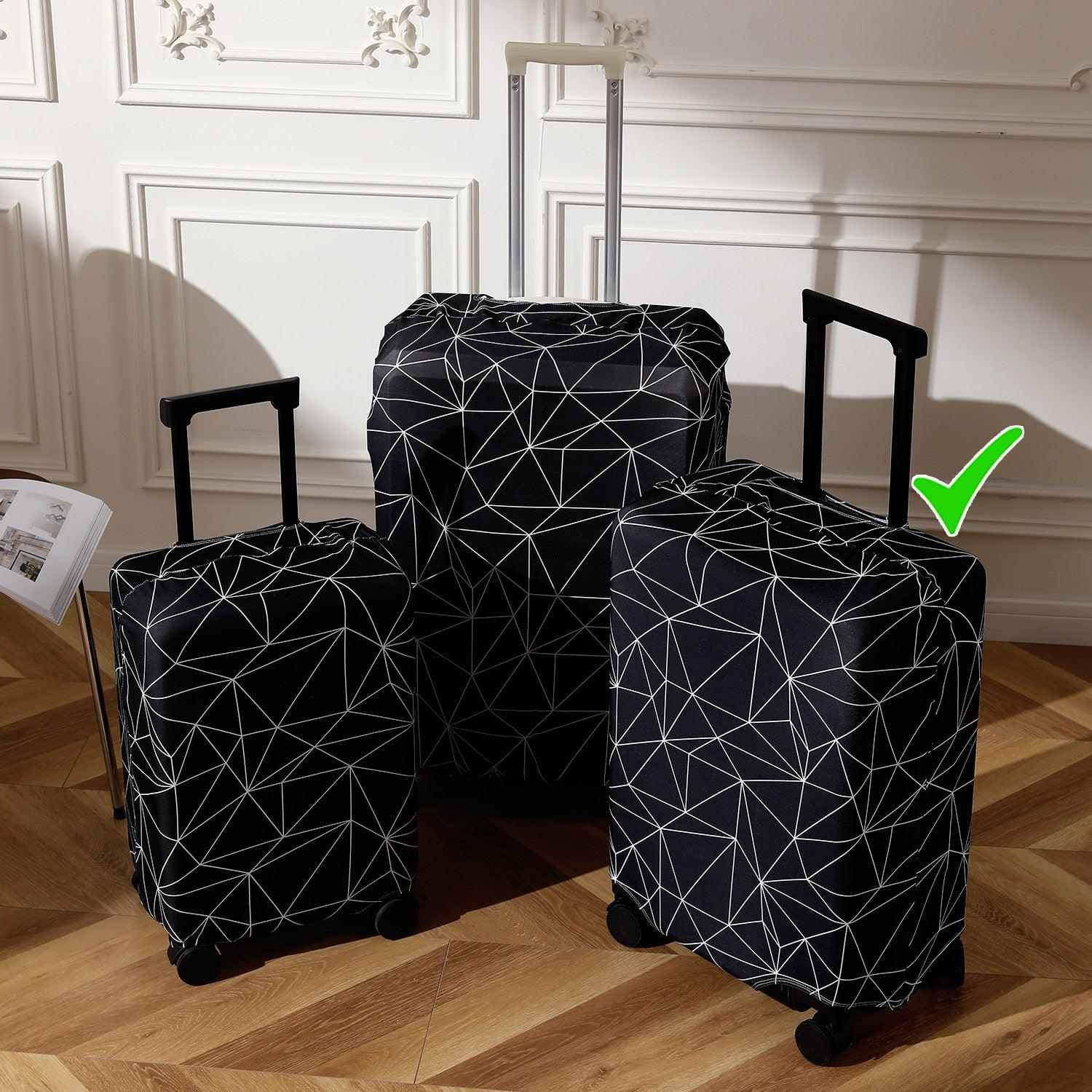 Black Geometric Abstract trolly bag cover - HOKIPO | Har Ghar ka Humsafar