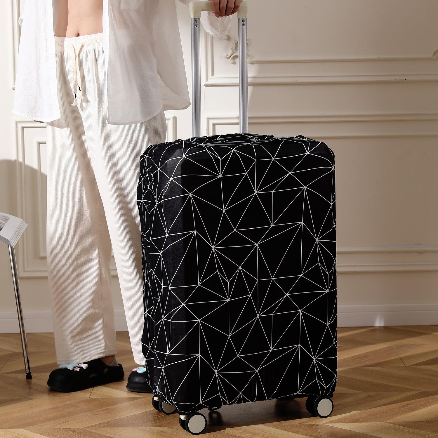 Black Geometric Abstract trolly bag cover - HOKIPO | Har Ghar ka Humsafar