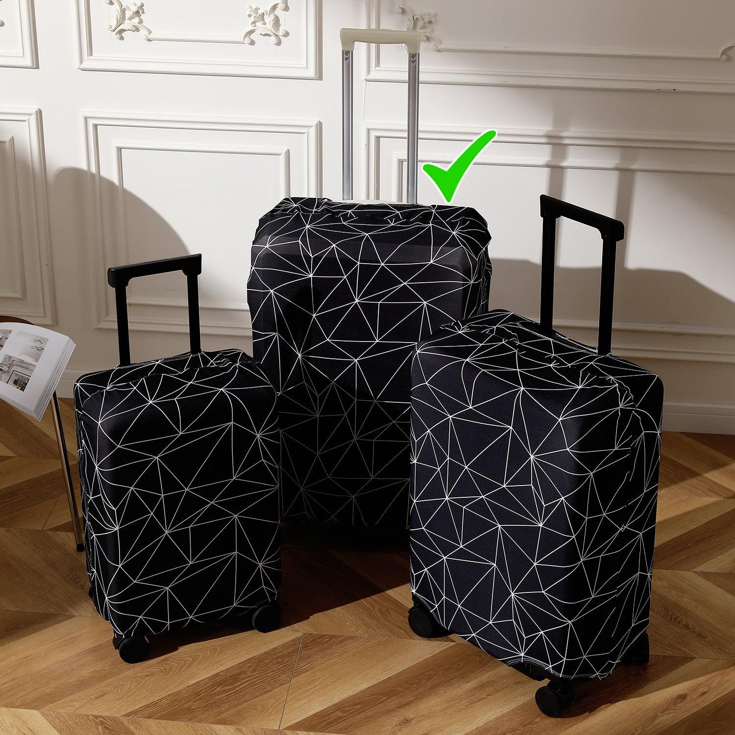 Durable 180 GSM Suitcase Covers S/M/L - Size for Trolley Suitcase, Black Geometric Abstract - HOKIPO | Har Ghar ka Humsafar