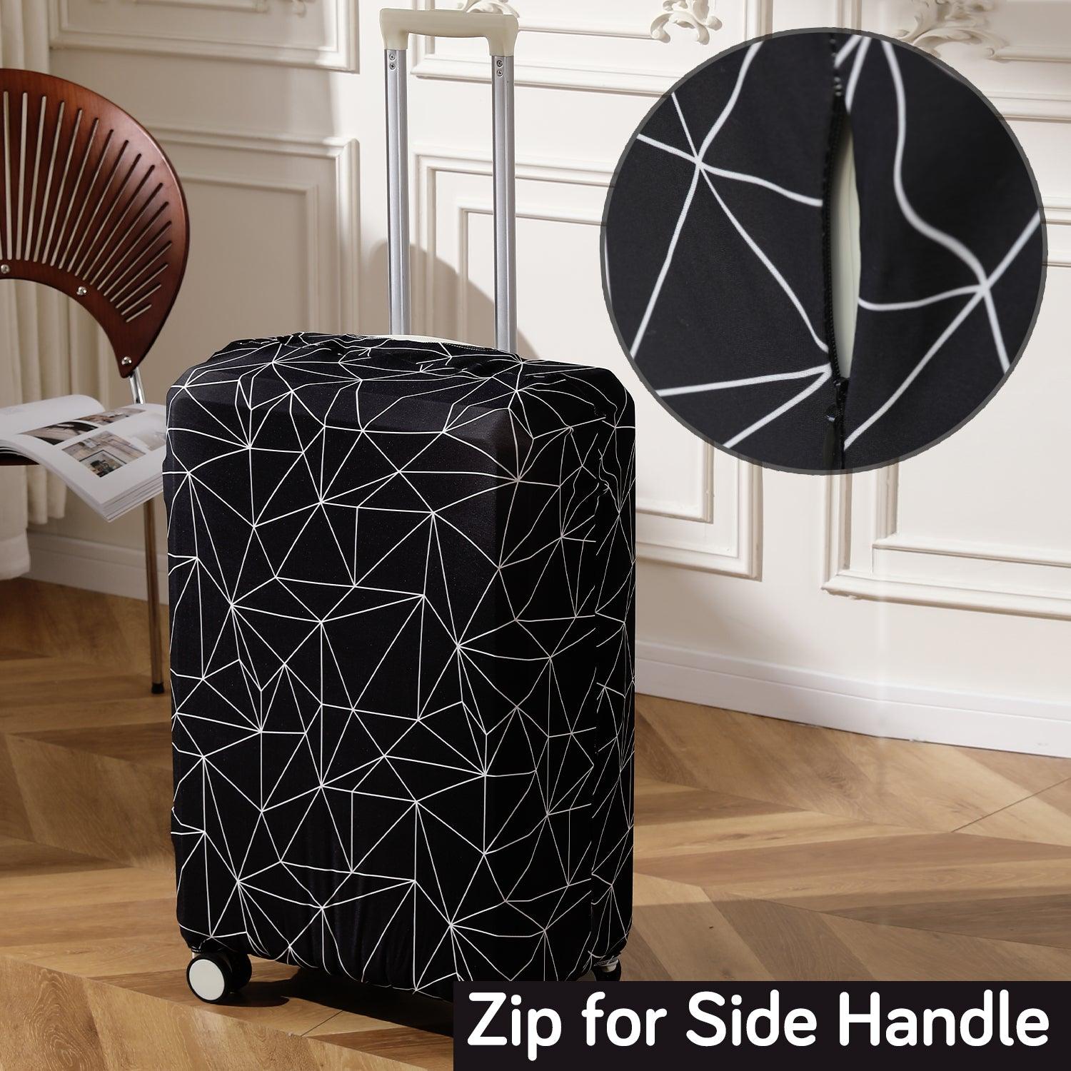 Black Geometric Abstract trolly bag cover - HOKIPO | Har Ghar ka Humsafar