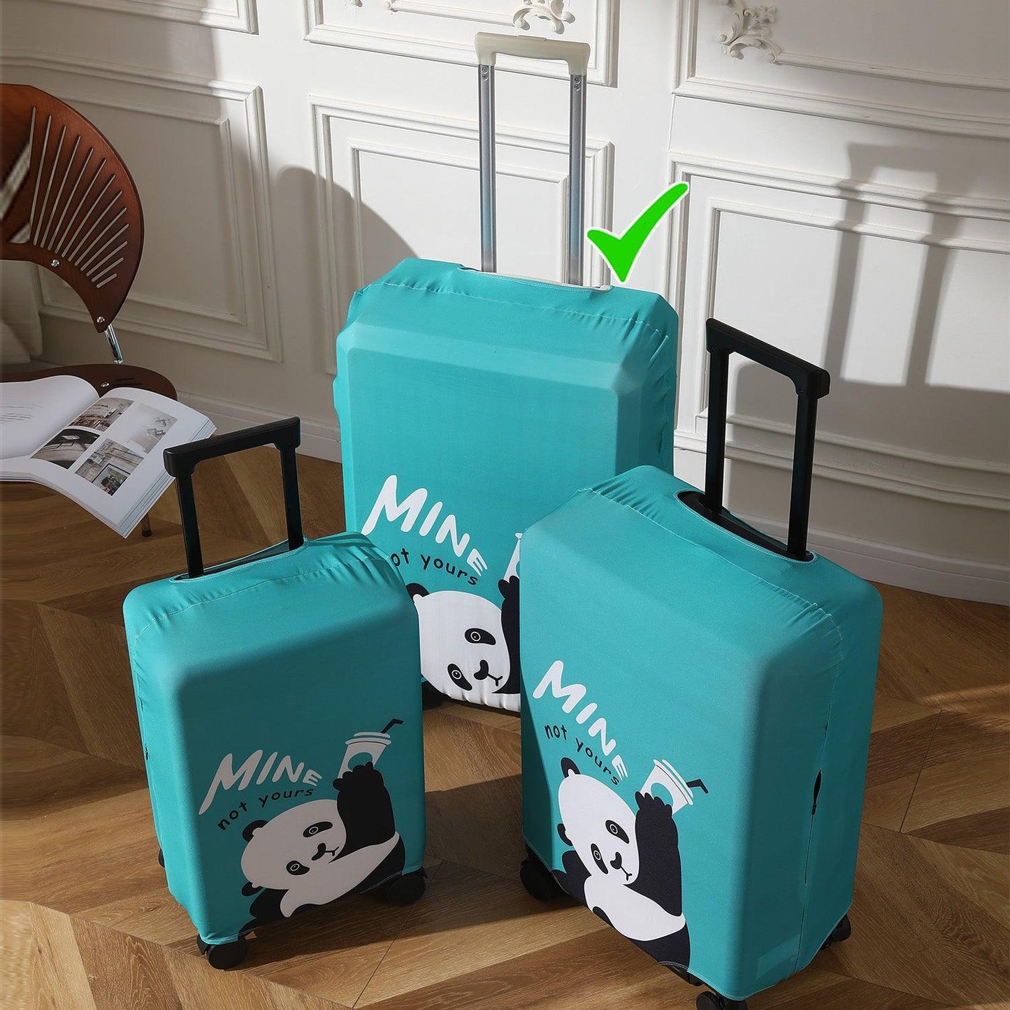 Durable 180 GSM Suitcase Covers S/M/L - Size for Trolley Suitcase, Blue Playful Panda - HOKIPO | Har Ghar ka Humsafar