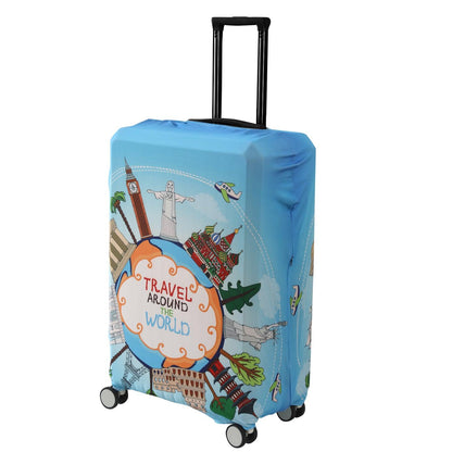 Durable 180 GSM Suitcase Covers s/m/l - Size for Trolley Suitcase, Blue Travel Around The World - HOKIPO | Har Ghar ka Humsafar