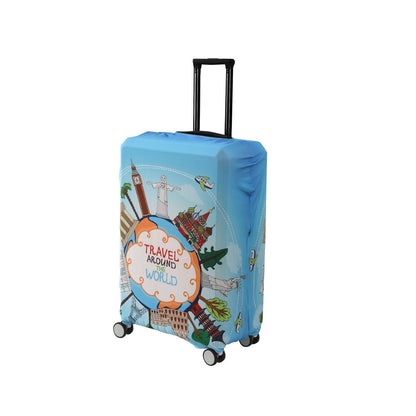 Durable 180 GSM Suitcase Covers s/m/l - Size for Trolley Suitcase, Blue Travel Around The World - HOKIPO | Har Ghar ka Humsafar