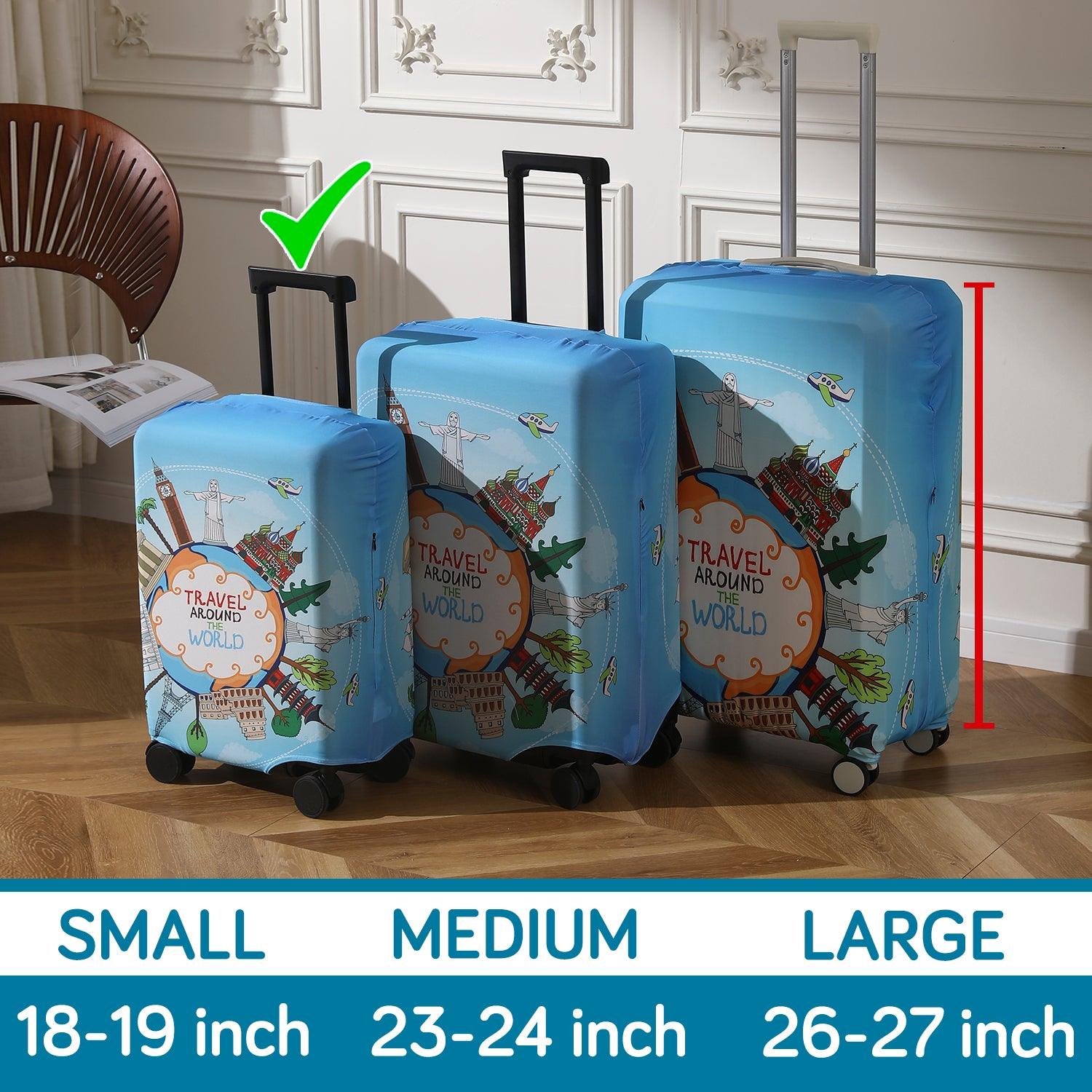 Durable 180 GSM Suitcase Covers s/m/l - Size for Trolley Suitcase, Blue Travel Around The World - HOKIPO | Har Ghar ka Humsafar